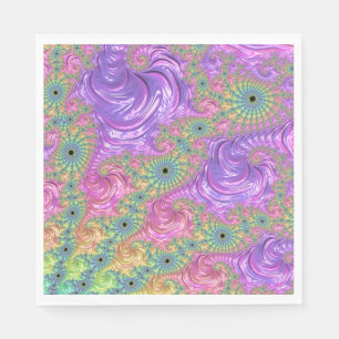Servilleta De Papel Groovy Trippy Boho Tonos de Joyas Arcoíris Fractal
