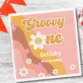 Servilleta De Papel Groovy un retro vintage primer cumpleaños