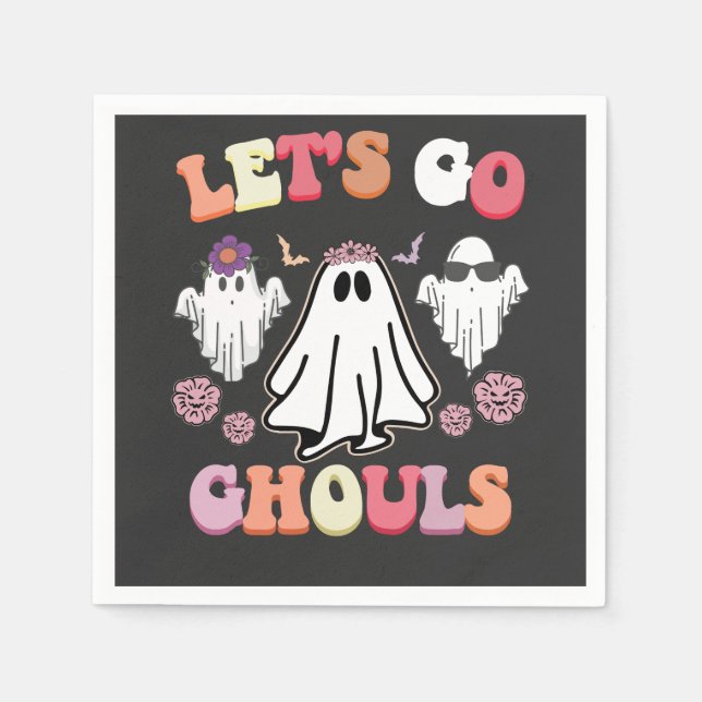Servilleta De Papel Groovy Vamos Ghouls Halloween Ghost Retro (Anverso)