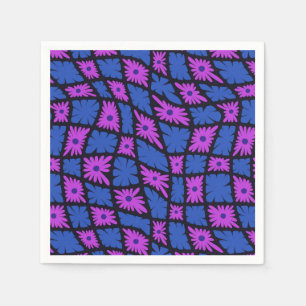 Servilleta De Papel Groovy Wavy Trippy 60 Flores Cheques Blue Pink