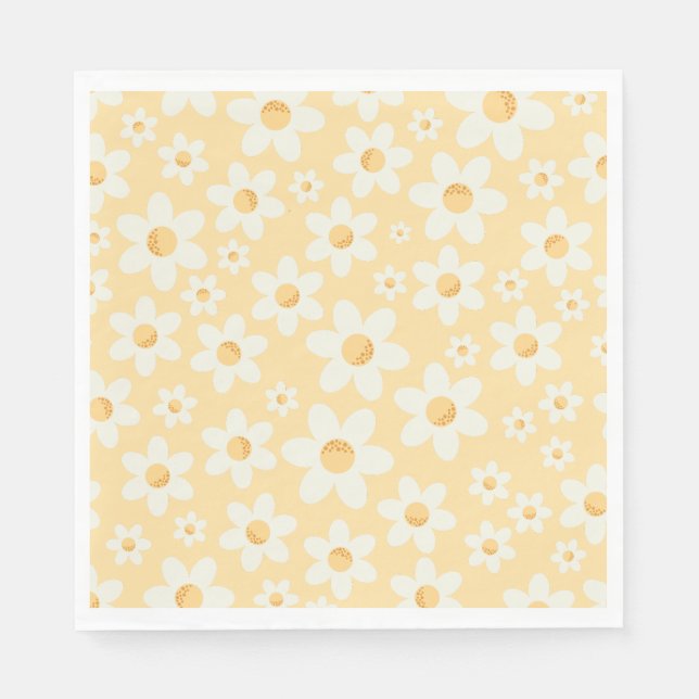 Servilleta De Papel Groovy Yellow Daisy Napkins Napkins | Retro Boho (Anverso)