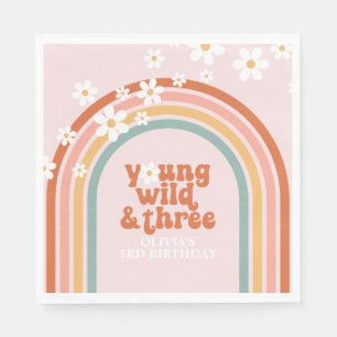Servilleta De Papel Groovy Young Wild Three daisy rainbow tercer cumpl