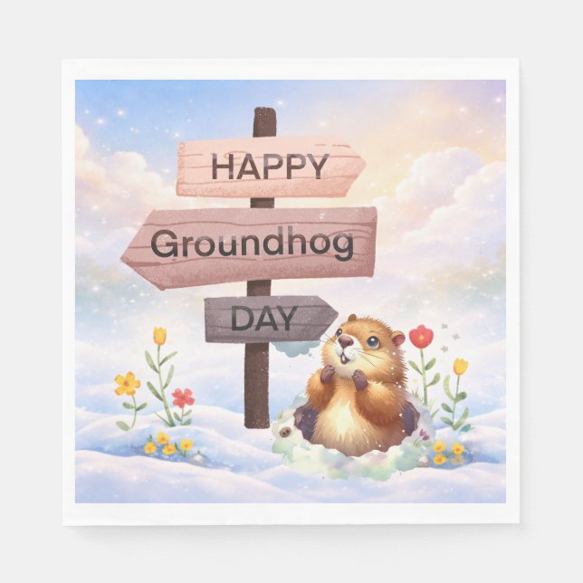 Servilleta De Papel Groundhog day 22 February  (Anverso)