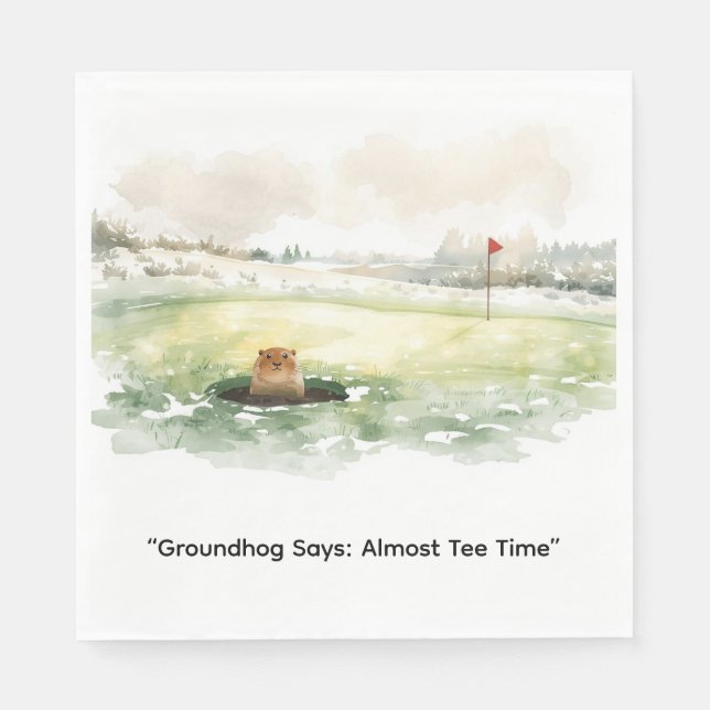 Servilleta De Papel Groundhog Day Golfer Winter Golf Holiday (Anverso)