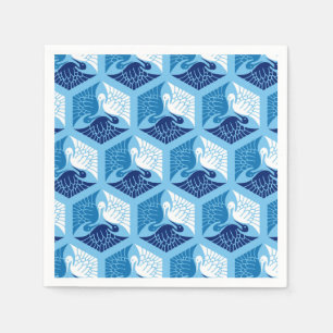 Servilleta De Papel Grúas, marina de guerra, blanco, y azul claro