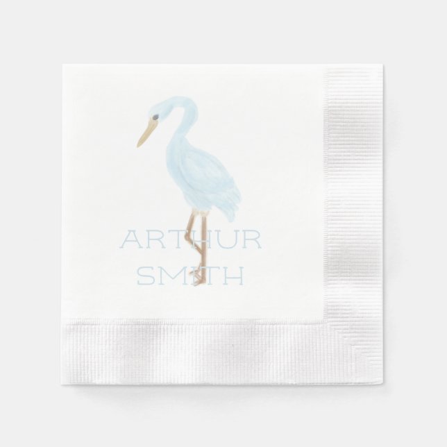 Servilleta De Papel Grulla azul acuarela (Anverso)