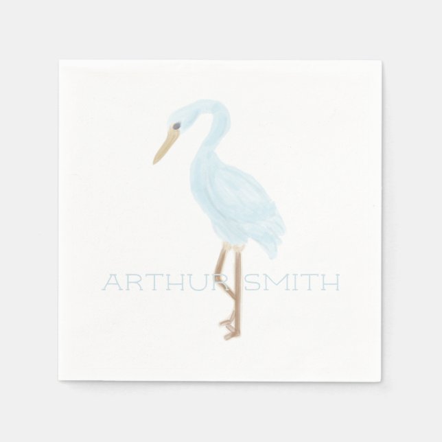 Servilleta De Papel Grulla azul acuarela (Anverso)