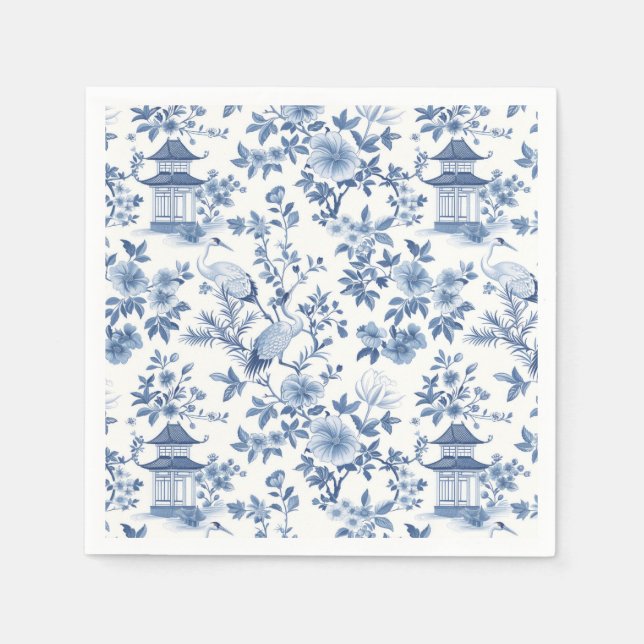 Servilleta De Papel Grulla de pagoda chinoiserie (Anverso)