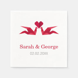 Servilleta De Papel grullas rojas origami Boda toallas personalizadas