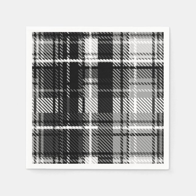 Servilleta De Papel Grunde Blanco Negro Flannel Tartán Diseño (Anverso)