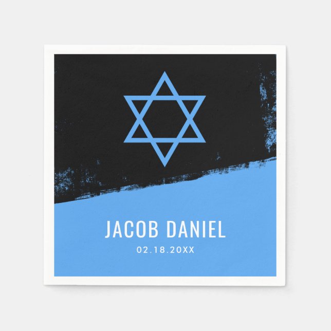 Servilleta De Papel Grunge Blue Black Bar Mitzvah (Anverso)