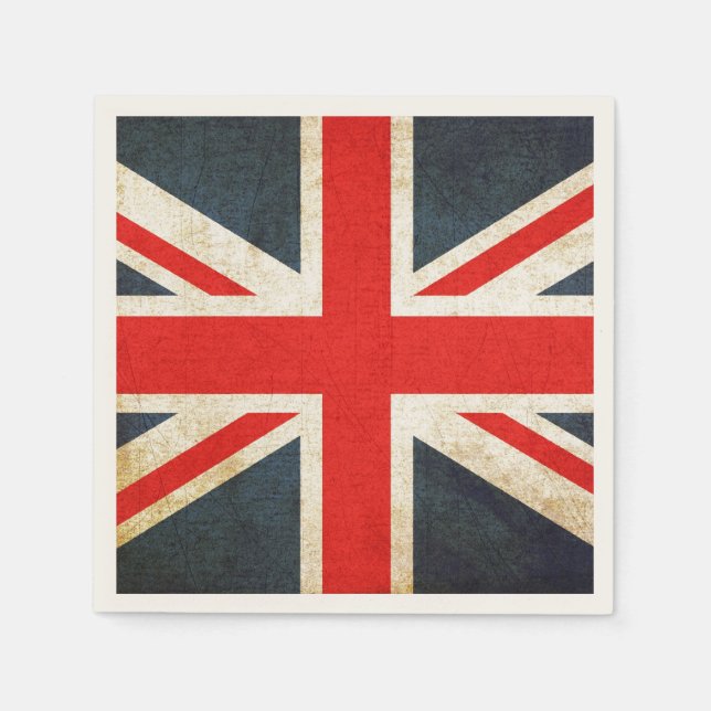 Servilleta De Papel Grunge British Union Jack Posh Papel Napkins (Anverso)