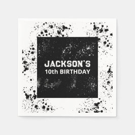 Servilleta De Papel Grunge Paint Splatter Black & White Birthday