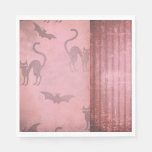 Servilleta De Papel Grunge polvoriento gatos rosados rayas murciélagos