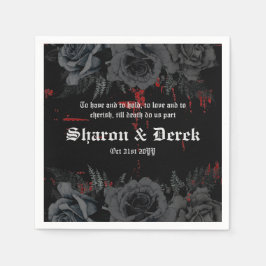 Servilleta De Papel Grunge rojo negro gótico texturizado | Rosas negro