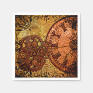 Servilleta De Papel Grunge Steampunk Gear and Clock