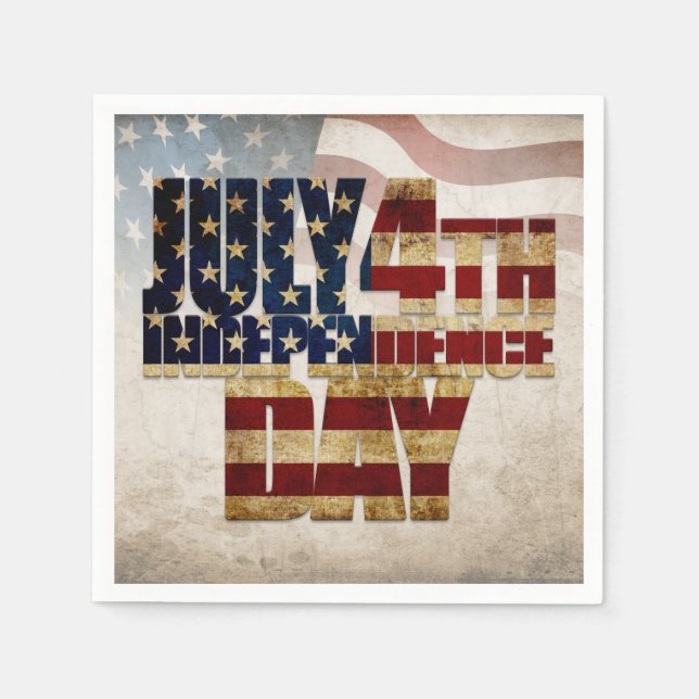 Servilleta De Papel Grunge USA 4 de julio Gráfico de Independencia (Anverso)
