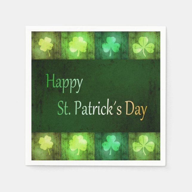 Servilleta De Papel Grungy St. Patrick's Day Shamrocks - Napkin de pap (Anverso)