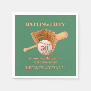 Servilleta De Papel Guante de béisbol bateando cincuenta cumpleaños nú