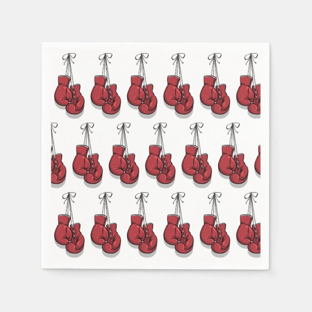 Servilleta De Papel Guantes rojos de la fiesta de cumpleaños del boxeo (Anverso)