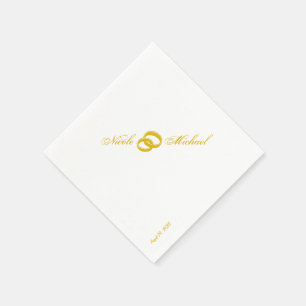 Servilleta De Papel Guardar la fecha - Dos anillos de oro entrelazados