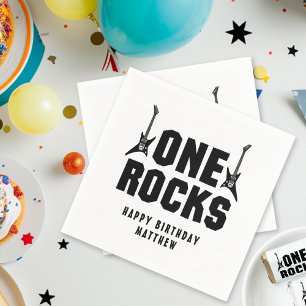 Servilleta De Papel Guay Black and White One Rocks Primer cumpleaños