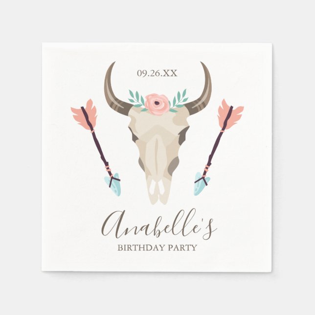 Servilleta De Papel Guay Boho Cow Skull Party Favorece (Anverso)