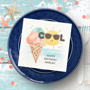 Servilleta De Papel Guay de verano   Cumpleaños del Crema Tropical Bea