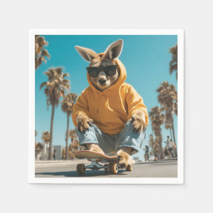 Servilleta De Papel Guay Kangaroo en gafas de sol en una skateboard