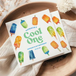 Servilleta De Papel Guay One Blue Retro Popsicle Primer Fiesta de cump