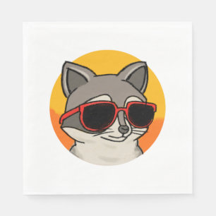 Servilleta De Papel Guay Raccoon con gafas de sol