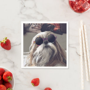 Servilleta De Papel Guay Shih Tzu vintage de pelo largo gafas de sol F