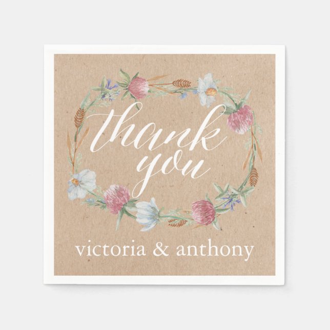 Servilleta De Papel Guerra De Flores Silvestres En Matrimonio De Campo (Anverso)