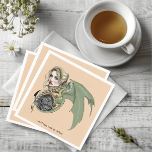 Servilleta De Papel Guerrero Elfo Dragón Fantasía Mágico Medieval Melo