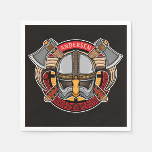 Servilleta De Papel Guerrero vikingo nórdico AGREGAR NOMBRE Hacha nórd