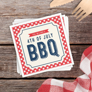 Servilleta De Papel Guinga y azul rojos 4ta del Bbq de julio