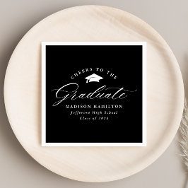 Servilleta De Papel Guión blanco y negro Saluda al graduado