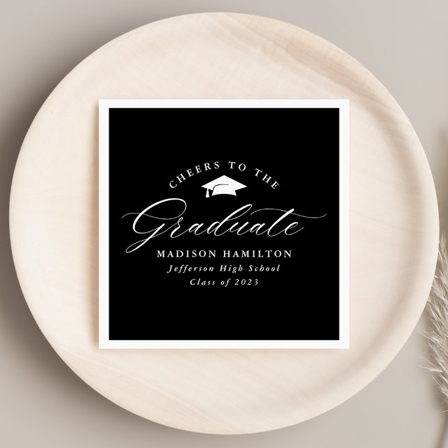 Servilleta De Papel Guión blanco y negro Saluda al graduado (Subido por el creador)