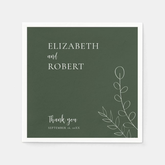 Servilleta De Papel Guión Boda de salvia floral Elegante Minimal Simpl (Anverso)