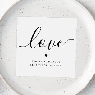 Servilleta De Papel Guión de Amor Boda Romántica y Elegante Minimali
