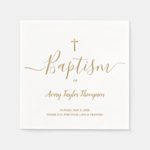 Servilleta De Papel Guión de Bautismo Elegante de Oro Personalizado