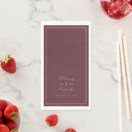Servilleta De Papel Guion de Boda Elegante Minimalista Burgundy Gold