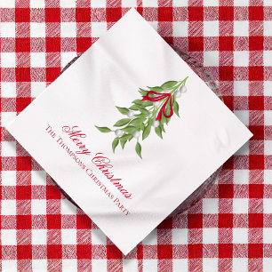Servilleta De Papel Guión de Caligrafía de Vegetación de Muérdago para