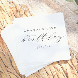 Servilleta De Papel Guión de Cumpleaños de Adulto Elegante Caligrafía 