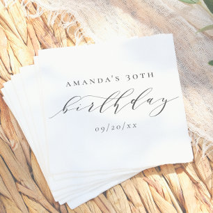 Servilleta De Papel Guión de Cumpleaños de Adulto Elegante Caligrafía 