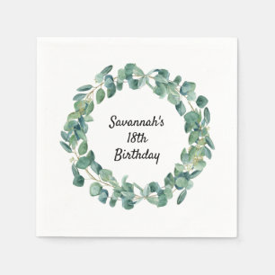 Servilleta De Papel Guión de cumpleaños de eucalipto greenery wreath