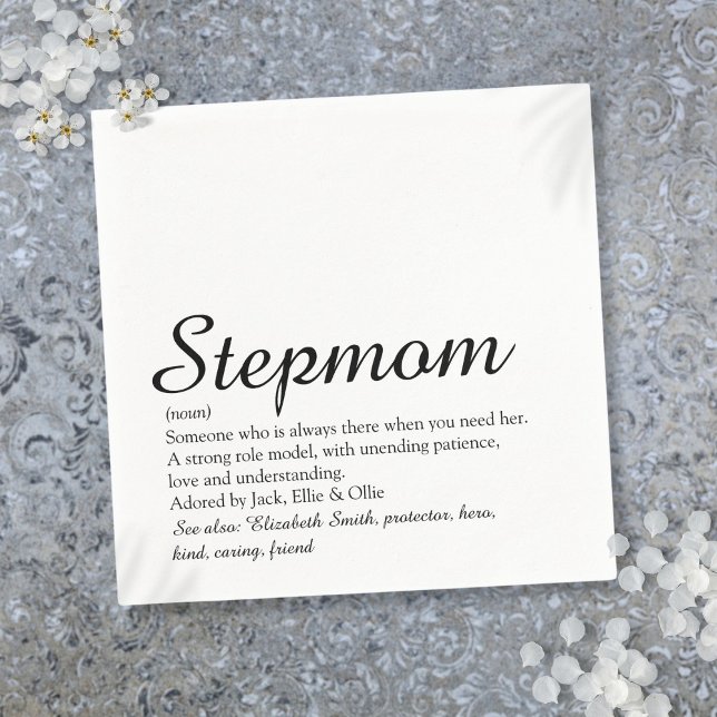 Servilleta De Papel Guión de definición de Stepmama (Stepmom Stepmother Definition Script Napkins)