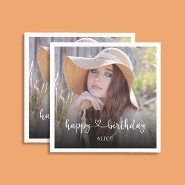 Servilleta De Papel Guión de Feliz Cumpleaños con Foto de Caligrafía c