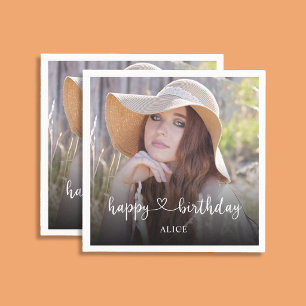 Servilleta De Papel Guión de Feliz Cumpleaños con Foto de Caligrafía c