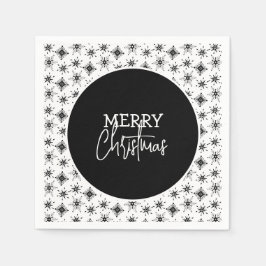 Servilleta De Papel Guión de Feliz Navidad Copos de Nieve Negros